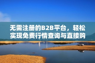 无需注册的B2B平台，轻松实现免费行情查询与直接购入