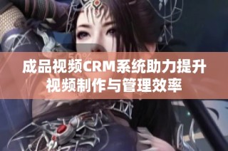 成品视频CRM系统助力提升视频制作与管理效率