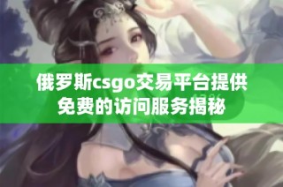 俄罗斯csgo交易平台提供免费的访问服务揭秘