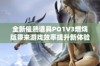 全新催熟道具PO1V3燃烧版带来游戏效率提升新体验