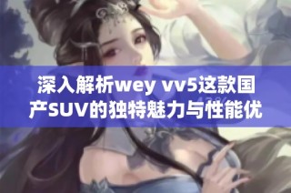 深入解析wey vv5这款国产SUV的独特魅力与性能优势