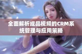 全面解析成品视频的CRM系统管理与应用策略