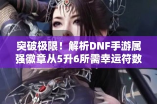 突破极限！解析DNF手游属强徽章从5升6所需幸运符数量