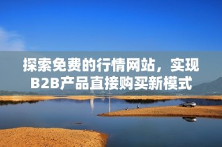 探索免费的行情网站，实现B2B产品直接购买新模式