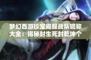 梦幻西游珍宝阁服战队昵称大全：揭秘封生死封乾坤个人特色喜好