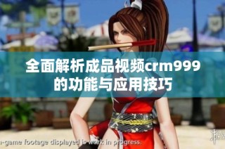 全面解析成品视频crm999的功能与应用技巧