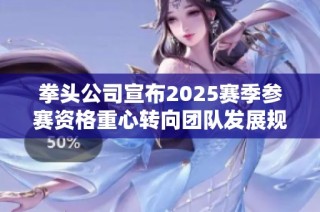 拳头公司宣布2025赛季参赛资格重心转向团队发展规划