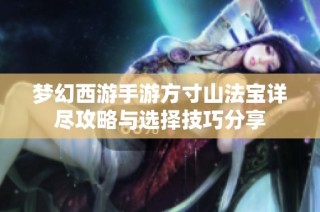 梦幻西游手游方寸山法宝详尽攻略与选择技巧分享