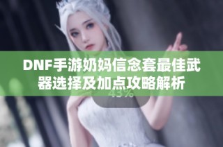 DNF手游奶妈信念套最佳武器选择及加点攻略解析