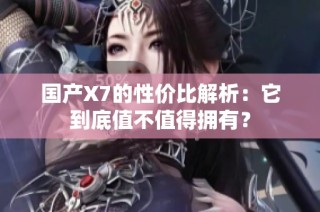 国产X7的性价比解析：它到底值不值得拥有？