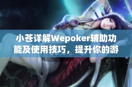 小苍详解Wepoker辅助功能及使用技巧，提升你的游戏体验