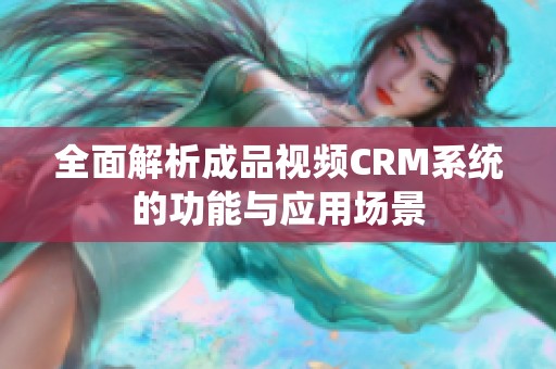 全面解析成品视频CRM系统的功能与应用场景