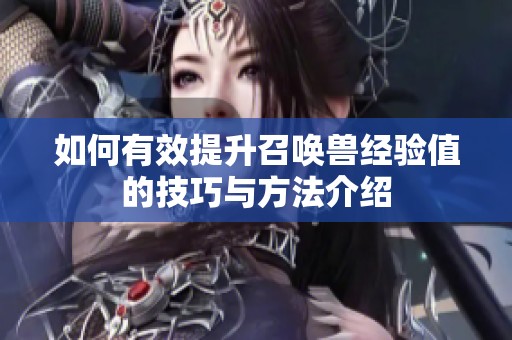 如何有效提升召唤兽经验值的技巧与方法介绍