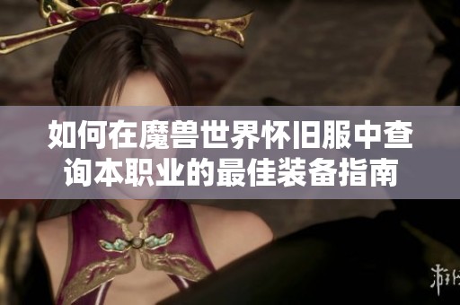 如何在魔兽世界怀旧服中查询本职业的最佳装备指南