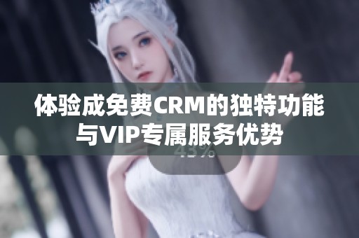 体验成免费CRM的独特功能与VIP专属服务优势