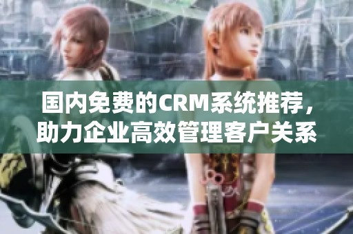 国内免费的CRM系统推荐，助力企业高效管理客户关系