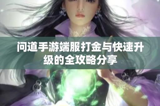 问道手游端服打金与快速升级的全攻略分享